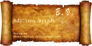 Bálint Villő névjegykártya